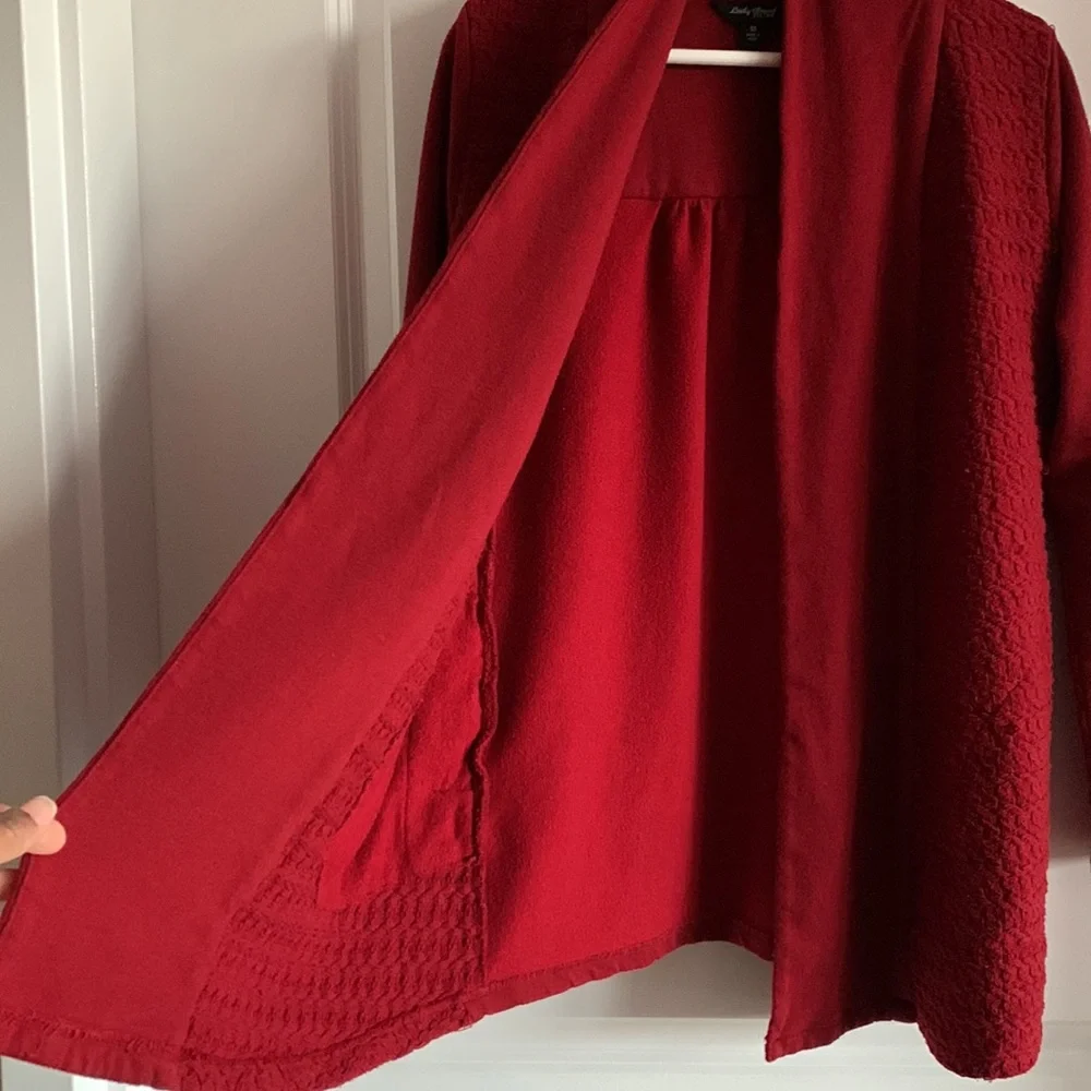 Lucky Brand *Flaw Cardigan Braid Knit Reddish Brown Medium Linen Blend Pockets